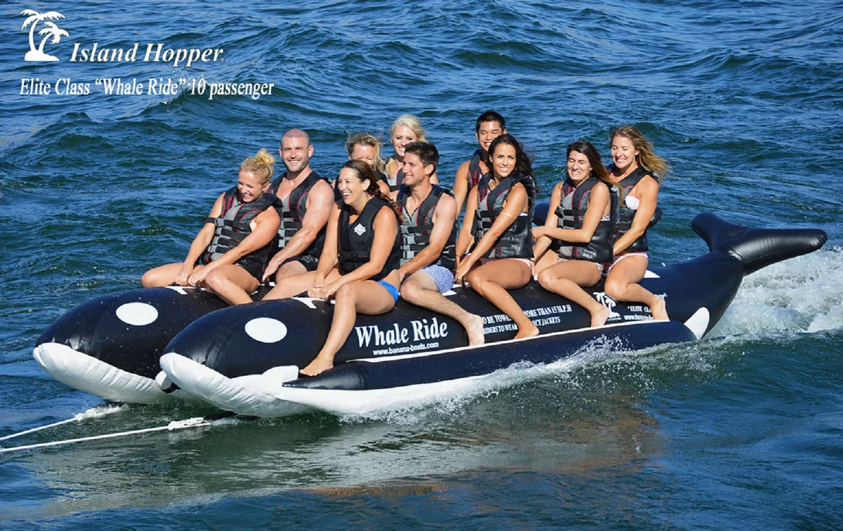 Island Hopper PVC-10-WR Whale Ride 18' Inflatable 10 Person Banana Water Sizeled