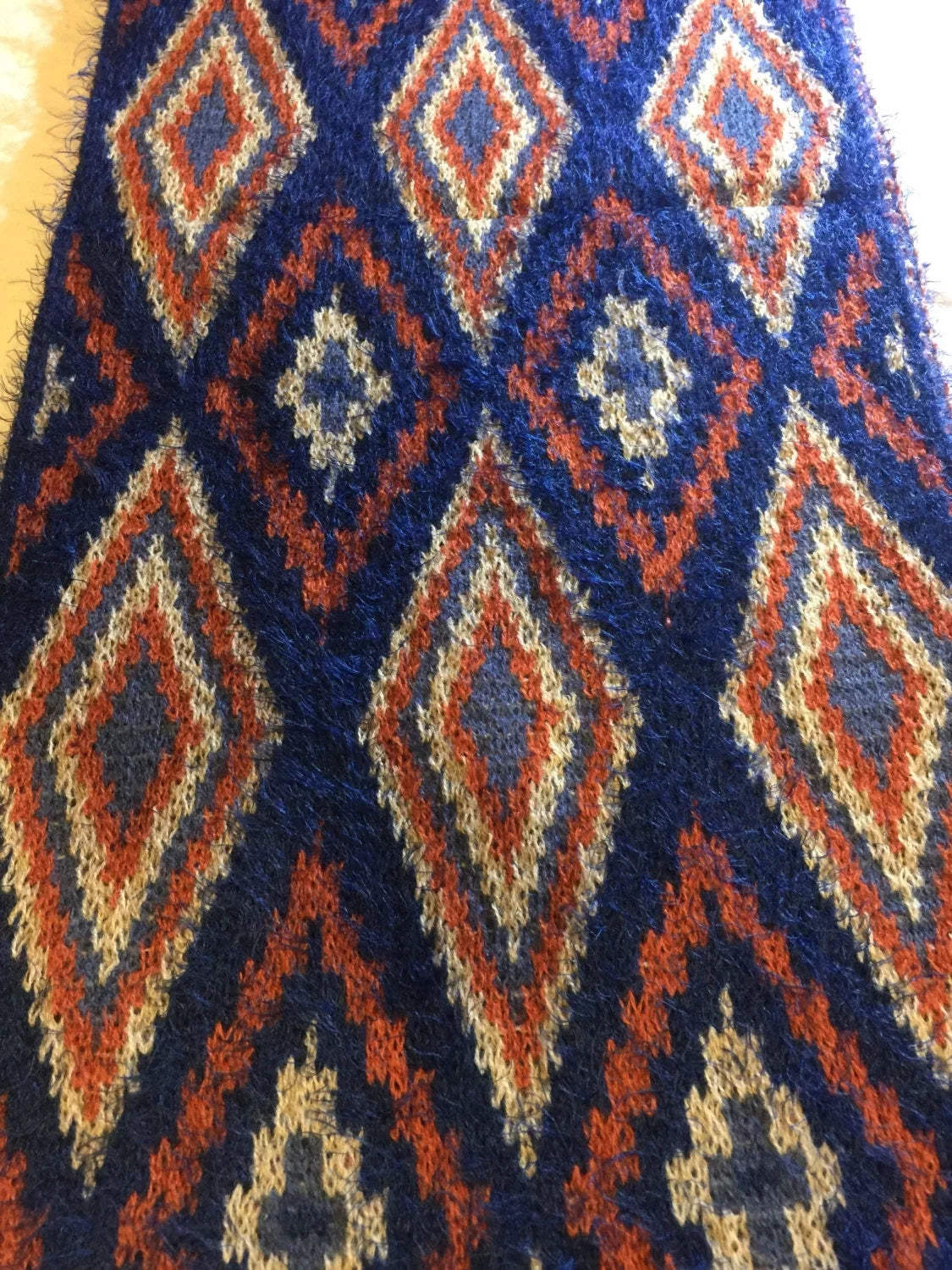 Antique Vintage Sizetyled infinity scarf cool southwestern print. Furry knit
