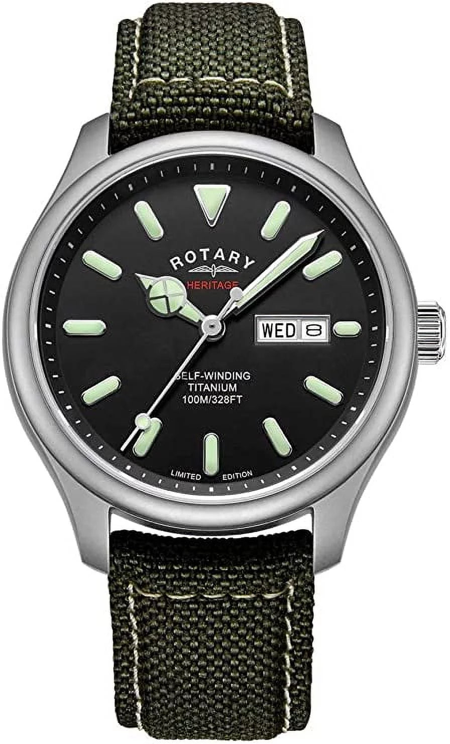 Rotary | Men's Heritage Automatic |Titanium Case | Khaki Sizetrap | GSize05249/04