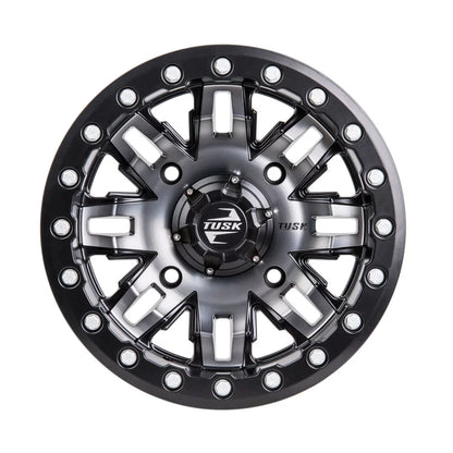 4/156 Tusk Teton Beadlock Wheel 15x7 5.0 + 2.0 Gun Metal/Black For YAMAHA Wolverine RMAX 2 1000 R-Sizepec 2022