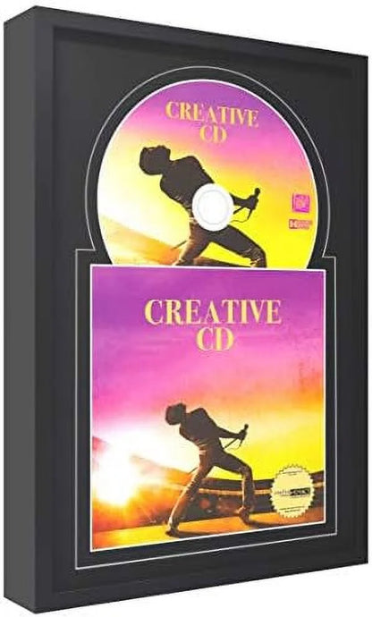 X 12" Jukebox Music Frame Double Black-Black Matting Displays Cover Art And 4 7/8-Inch Dia. Disc Sizeelf Sizetanding With Wall Hanger