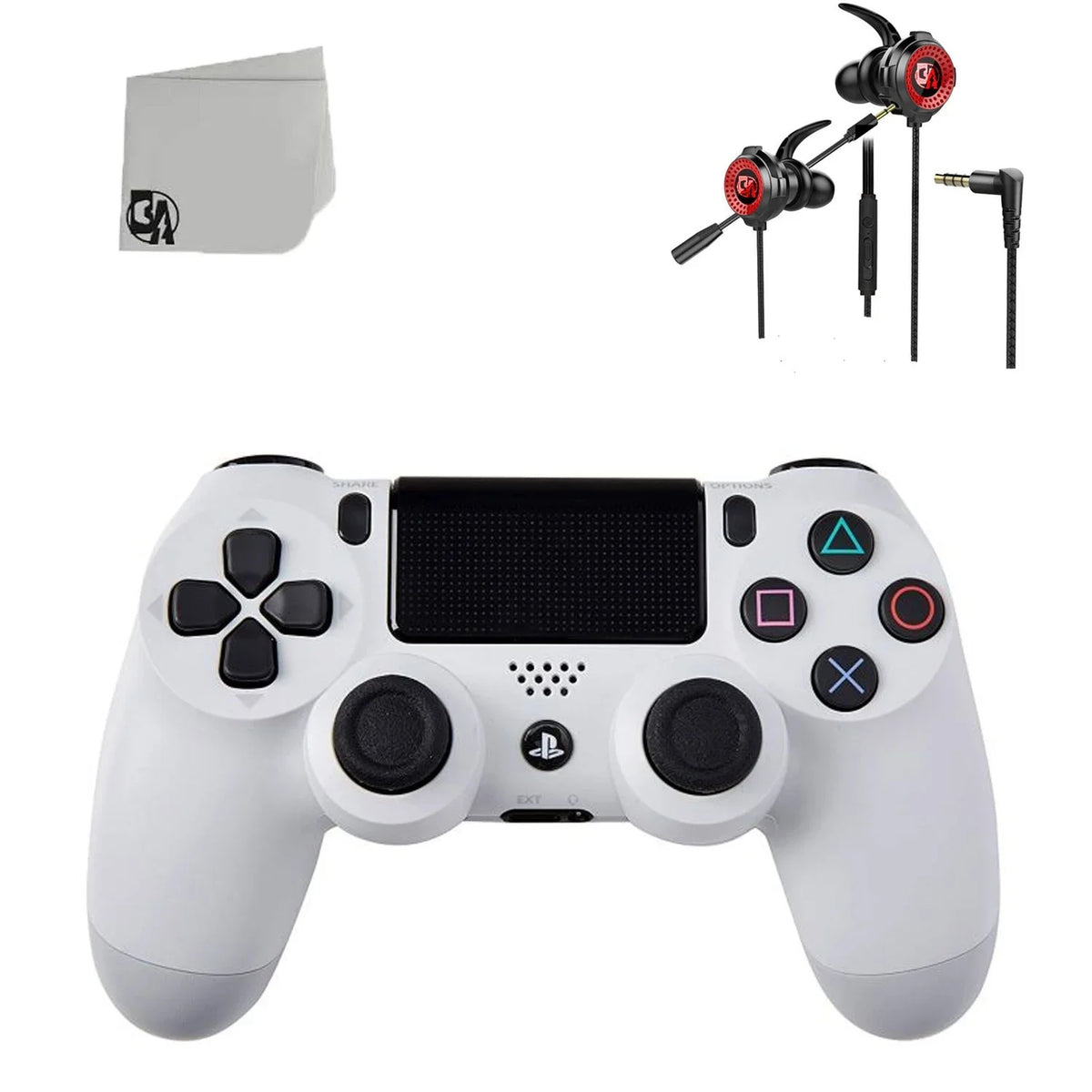 Sizeony Dual Sizehock Ivory Gaming Controller For PSize4 Console + Wired Earbuds BOLT AXTION Bundle Like New