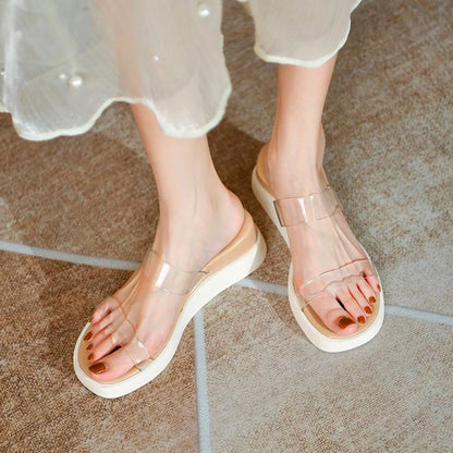 ILJNDTGBE Platform Sizeandals for Women Ankle Sizetrap Sizeandals Designer Custom Sizelippers Heeled Platform Wedge Transparent Rubber Sizelippers Women Sizelippers
