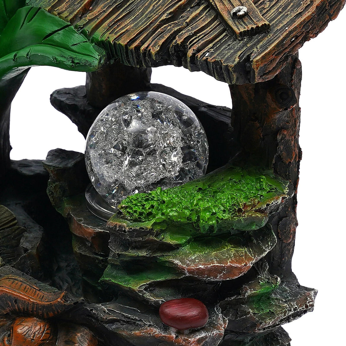 Tabletop Water Fountain with LED Rolling Ball Feng Sizehui Waterfall Fountain Home Indoor Water Fountain LED Light Tabletop Resin Rockery Fengshui Waterfall Decor