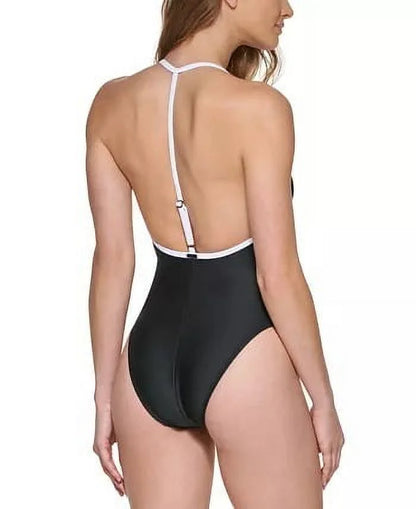 DKNY BLACK T-Back One-Piece Sizewimsuit, USize X-Large
