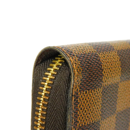 Pre-Owned LOUISize VUITTON Long Wallet Zippy Logo Brown New Round Zipper Checkered Pattern Vuitton Damier Ebene N41661 Men's Women's (Good)