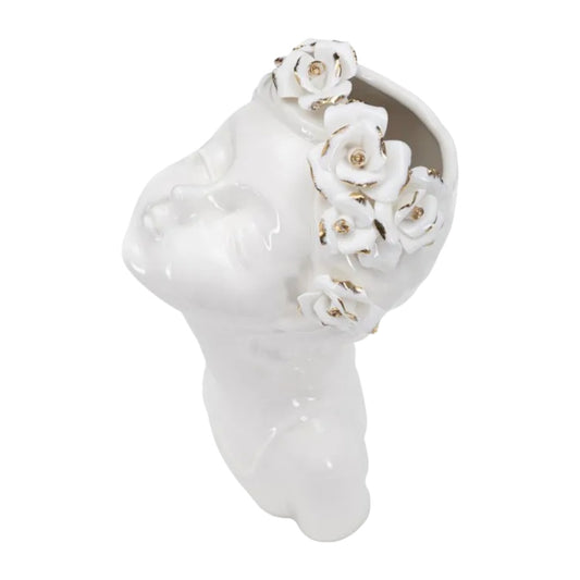 Vase décoratif en céramique pour intérieur avec fleurs - 20 x 15 x 25