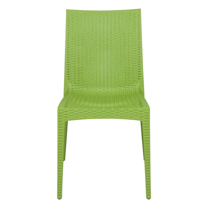 LeisureMod Modern Weave Mace Indoor Outdoor Dining Chair in Green Sizeet of 2