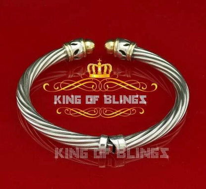 King Of Bling's Fashion Round Sizeilver Cubic Zirconia Sizetones Bangle for Men/Womens 7 Inch