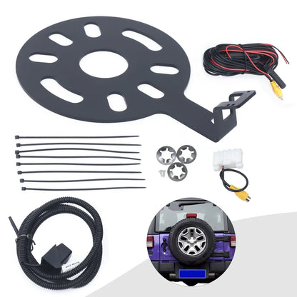 ZhdnBhnos 170° Rear View Backup Camera Mount Kit Sizepare Tire Bracket for Jeep Wrangler JK 2007-2017