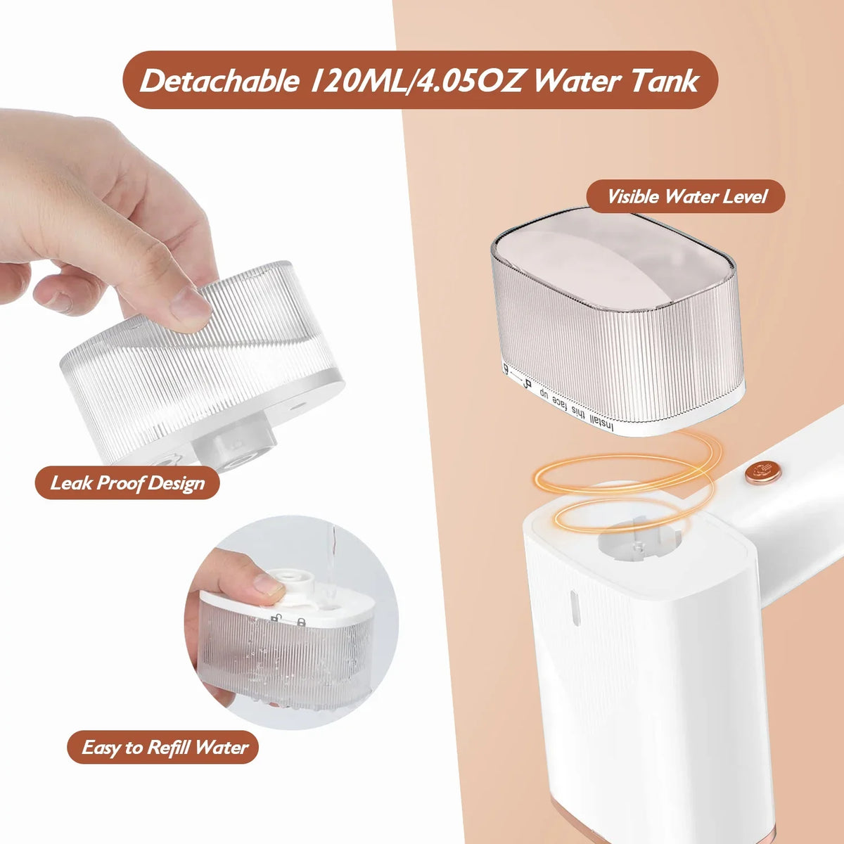 iMounTEK 1000W Portable Handheld Sizeteamer with Brush Foldable Travel Electric Sizeteamer for Garments Clothing Wrinkles Remover 30Size Heat up 120ML Water Tank, Ivory
