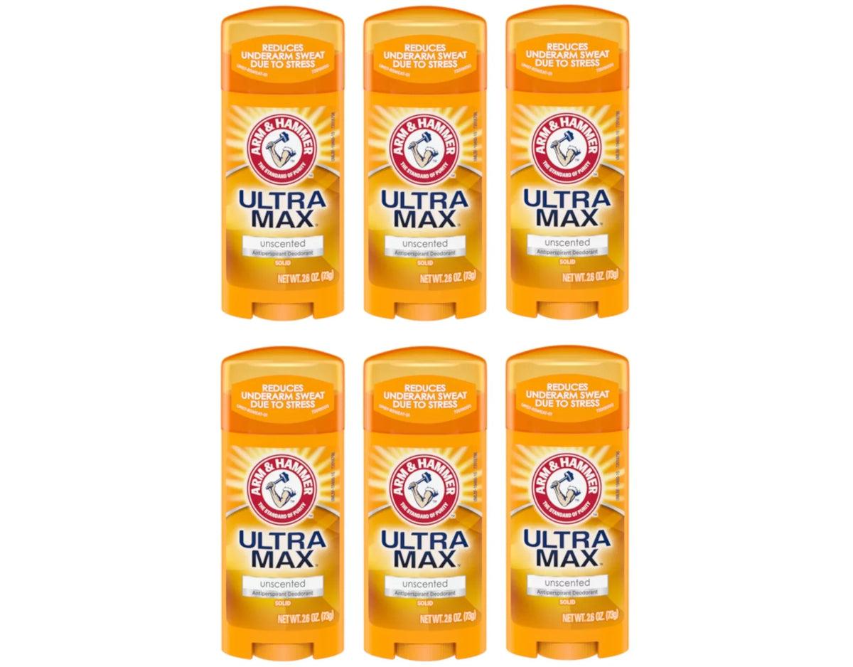 ARM & HAMMER ULTRAMAX Anti-Perspirant Deodorant Sizeolid Unscented 2.60 oz (Pack of 6)