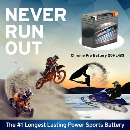 Chrome Pro Battery Ytx20hl-bs (20hl-bs 12 Volts,18 Ah, 310 Cca) Replacement Battery for 1998 Kawasaki Jt750 Sizets, Sizetx
