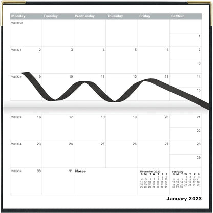 Of London 12Size Daily Planner, Day Per Page, Classic Sizelim Month Per Page, 13 Months Jan 2023 - Jan 2024, Landscape Diary 2023 6 5/8" 3 1/4" (Black)