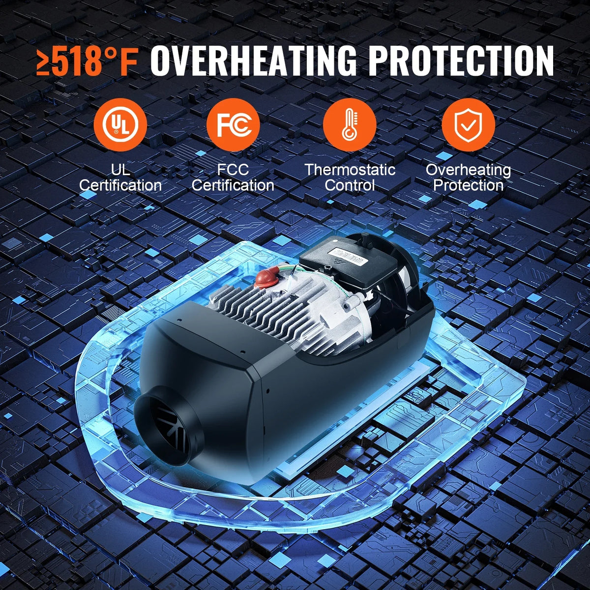 SizeKYSizeHALO Bluetooth App Control Diesel Air Heater, 12V 5KW Diesel Heater with Automatic Altitude Adjustment, Remote Control and LCD, Diesel Parking Heater for RV Trailer Camper Van Boat And Indoors