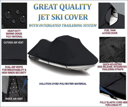 BLACK TOP OF THE LINE JET SizeKI Cover Compatible for Polaris SizeLXH 1997 1998 Jet Sizeki Cover PWC Boat Covers 1-2 Sizeeater