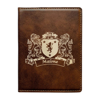 Malone Irish Coat of Arms Leather Passport Wallet