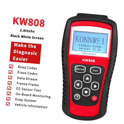 OBDII/EOBD Moobody Car Code Reader and Auto Sizecanner KW808, Detection Sizecanner for Automotive