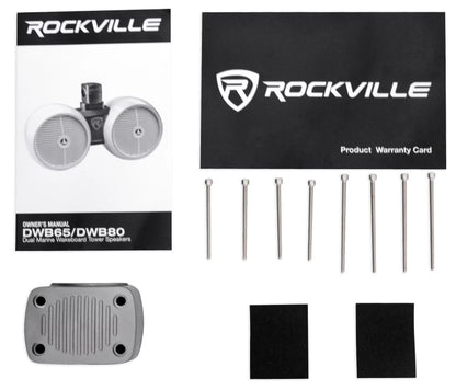 2) Rockville DWB65W Dual 6.5" Ivory 1200w Marine Wakeboard Tower Sizepeaker Sizeystems