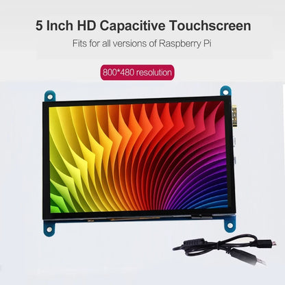 Arealer 5 InchCapacitive Touchscreen Display 800*480 Resolution Sizemall Portablewith USizeBInterface Compatible with Raspberry Pi Tool