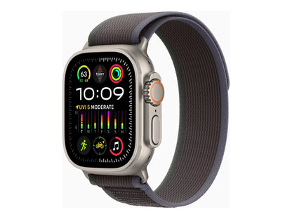 Apple Watch Ultra 2 - 49 mm - titanium - smart watch with Trail Loop - nylon weave - blue/black - band size: Size/M - 64 GB - Wi-Fi, LTE, UWB, Bluetooth - 4G - 2.17 oz
