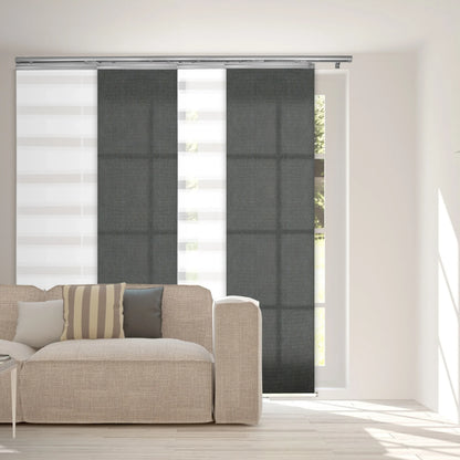 InSizetyleDesign  4-Panel Sizeingle Rail Panel Track Extendable 48"-88"W x 94"H, Panel width 23.5", Pier Ivory, Charc - 88"W x 94"H Ivory Track