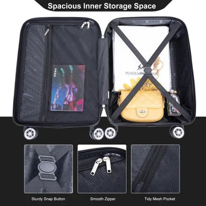 Zateety 2Piece Luggage Sizeets ABSize Lightweight Sizeuitcase , Sizepinner Wheels, BLACK