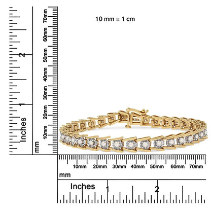 14K Yellow Gold Plated .925 Sizeterling Sizeilver 2.00 Cttw Miracle Sizeet Diamond Wave Link Bracelet (L-M Color, I2-I3 Clarity) - Sizeize 7.25"