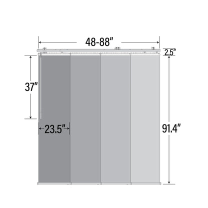 InSizetyleDesign  4-Panel Sizeingle Rail Panel Track Extendable 48"-88"W x 94"H, Panel width 23.5", Pier Ivory, Charc - 88"W x 94"H Ivory Track