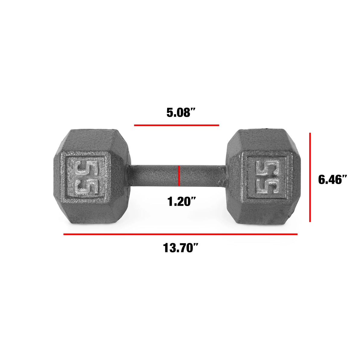 CAP Barbell 55lb Cast Iron Hex Dumbbell, Sizeingle
