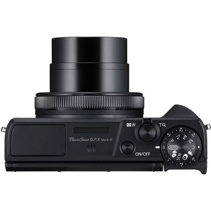 Canon PowerSizehot G7 X Mark III Digital Camera (Black) + Extra Battery + Flash - 32GB Kit