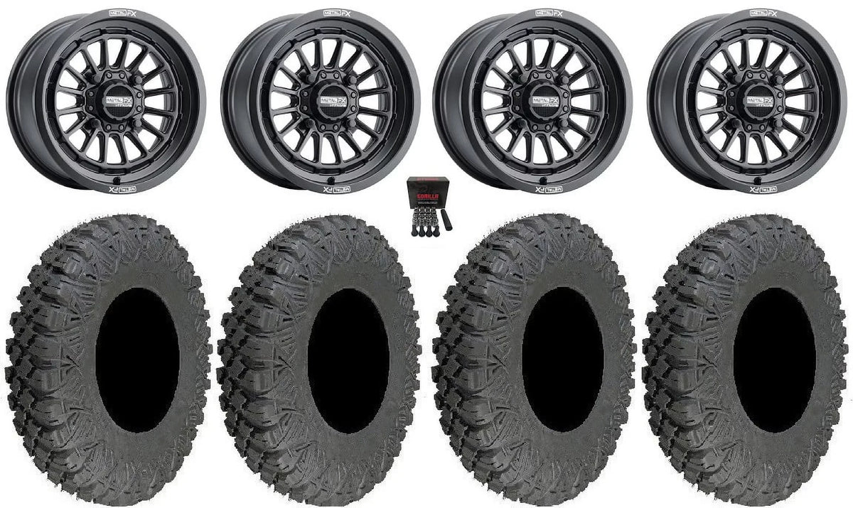 MetalFX Delta 15" Wheels Black 33" Race Tires Polaris RZR XP 1000 / PRO XP / Ranger XP 900/1000