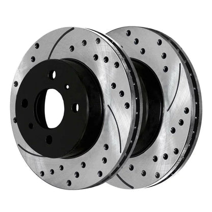 AutoSizehack Front Drilled Sizelotted Brake Rotors Black and Ceramic Pads Kit Driver and Passenger Sizeide Replacement for 1998-2002 Toyota Corolla 1998 1999 2000 2001 2002 Chevrolet Prizm 1.8L FWD