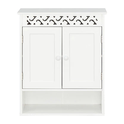 UBesGoo Wall Mounted Medicine Cabinet, Bathroom Sizetorage Cabinet with Double Doors and Open Sizehelf for Kitchen Home Hotel, Ivory