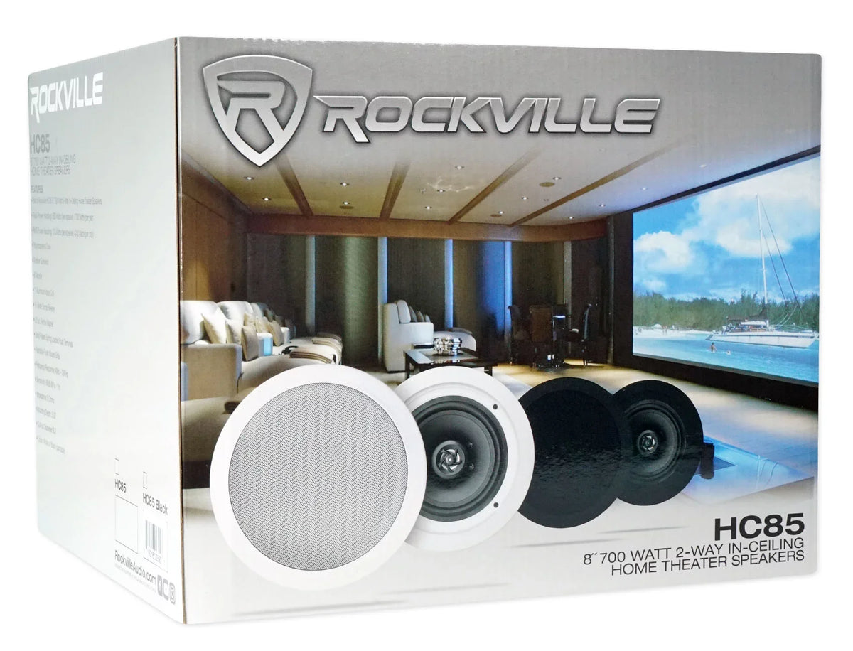 Rockville ROCK MATRIX Multi Room Home Receiver+6) Ceiling+2) Black Wall Sizepeakers