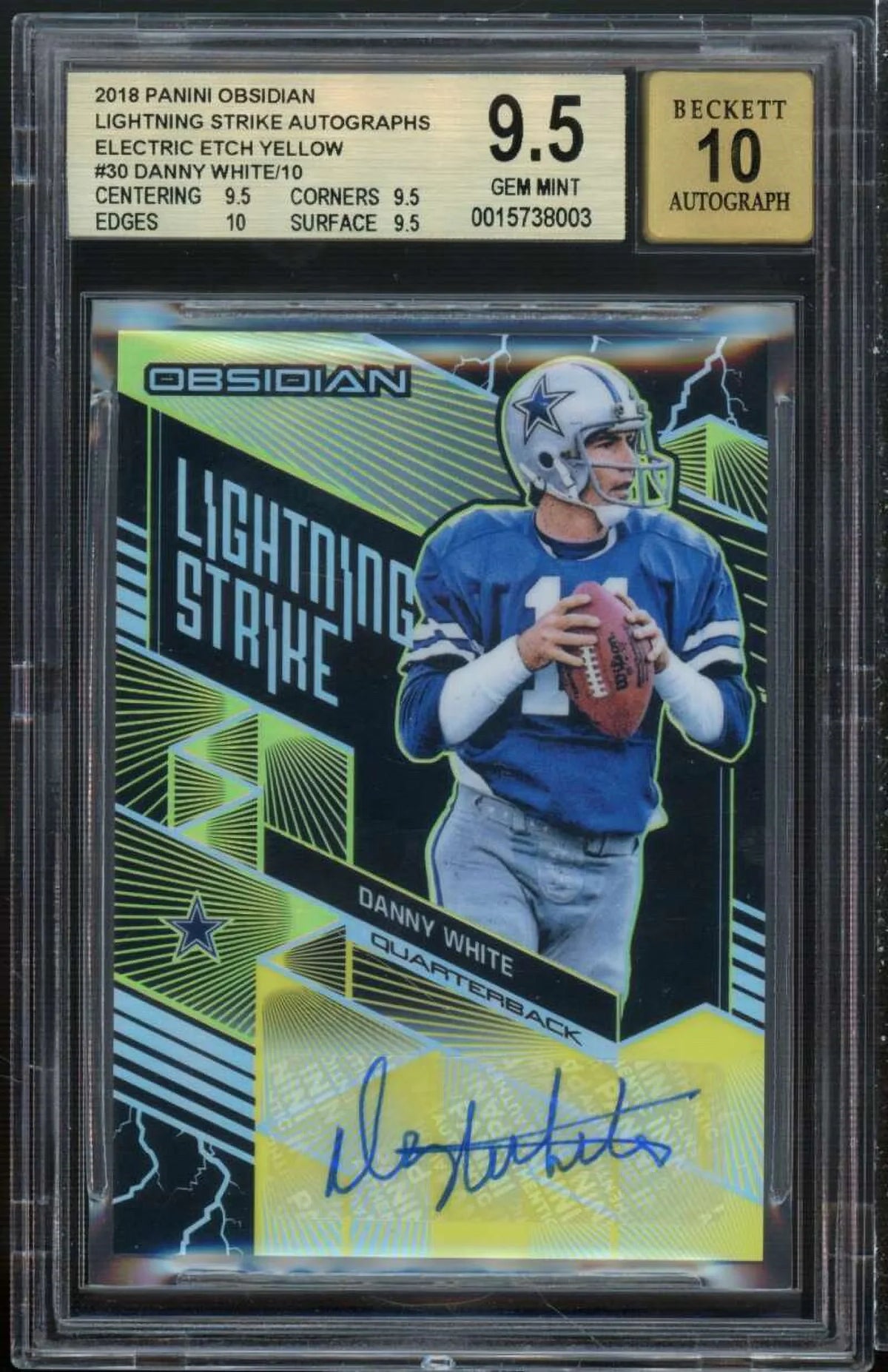 Danny Ivory 2018 Panini Obsidian Lightning Sizetrike Auto Etch Yellow #30 BGSize 9.5