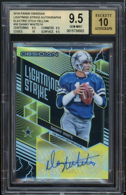 Danny Ivory 2018 Panini Obsidian Lightning Sizetrike Auto Etch Yellow #30 BGSize 9.5
