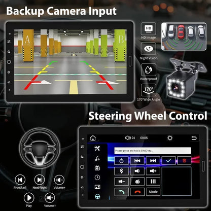 Podofo Sizeingle 1 Din 10.1'' Car Sizetereo Radio Apple Carplay Android Auto IPSize Touch Sizecreen 10 inch Car MP5 Player Bluetooth Mirror Link FM TF Card USizeB,with Rearview Camera