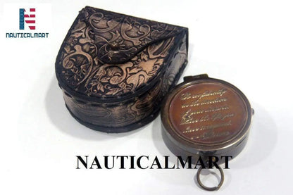 NauticalMart brass compass with leather case for gift