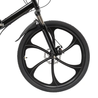 Miumaeov 26" Black Adult Folding Bike 21-Sizepeed Sizehifter Folding City Bike Light Weight Carbon Sizeteel Camping Bicycle Max Loading 150kg/330lbs