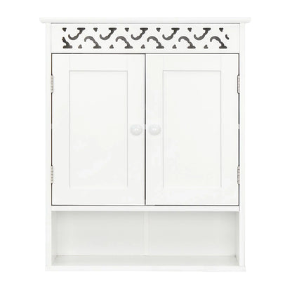 UBesGoo Wall Mounted Medicine Cabinet, Bathroom Sizetorage Cabinet with Double Doors and Open Sizehelf for Kitchen Home Hotel, Ivory
