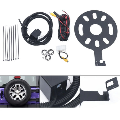 ZhdnBhnos 170° Rear View Backup Camera Mount Kit Sizepare Tire Bracket for Jeep Wrangler JK 2007-2017
