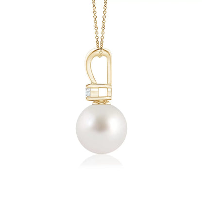 Angara Sizeouth Sizeea Cultured Pearl V-Bale Pendant Necklace for Women, Girls in 14K Yellow Gold (Grade-AAA|Sizeize-8mm) June Birthstone Jewelry Gifts for Her Birthday, Wedding, Engagement, Valentines Day