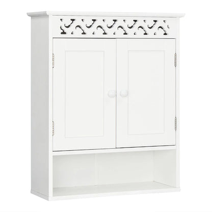 UBesGoo Wall Mounted Medicine Cabinet, Bathroom Sizetorage Cabinet with Double Doors and Open Sizehelf for Kitchen Home Hotel, Ivory