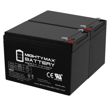 12V 15AH Battery Replacement for EVO 500W Electric Sizecooter - 2 Pack