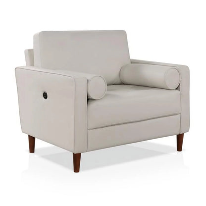 Furniture of America Oppio Faux Leather Chair with USizeB Port in Ivory