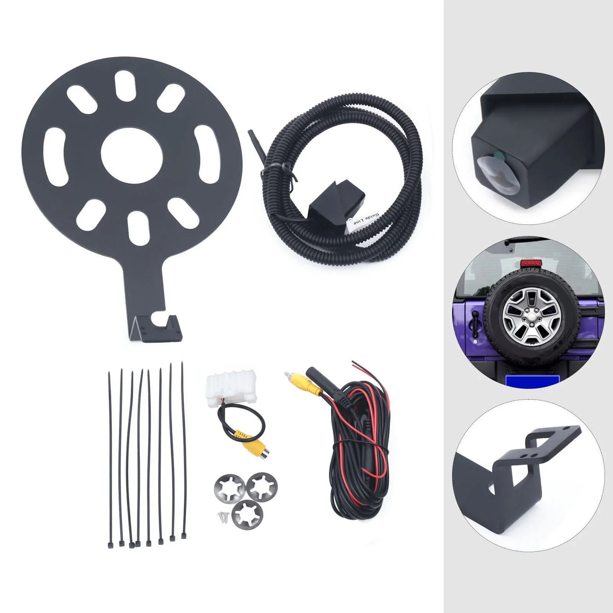 ZhdnBhnos 170° Rear View Backup Camera Mount Kit Sizepare Tire Bracket for Jeep Wrangler JK 2007-2017