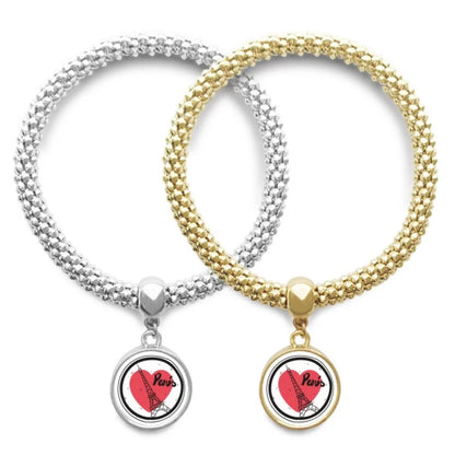 City Paris France Eiffel Tower Love Lover Bracelet Bangle Pendant Jewelry Couple Chain
