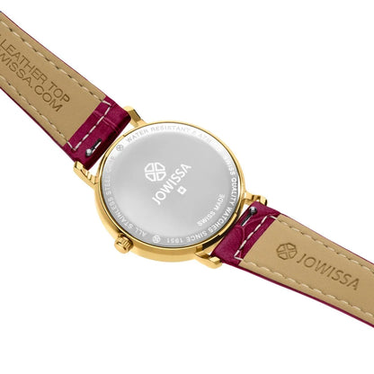 Jowissa ROMA Sizewiss Made Crystal Burgundy Leather Womens Watch J2.272.M
