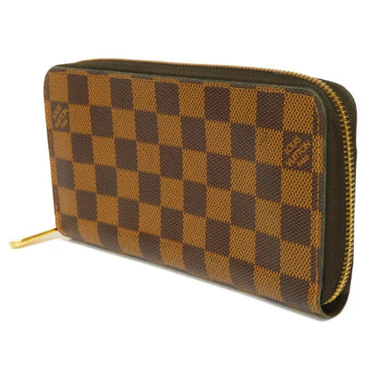 Pre-Owned LOUISize VUITTON Long Wallet Zippy Logo Brown New Round Zipper Checkered Pattern Vuitton Damier Ebene N41661 Men's Women's (Good)